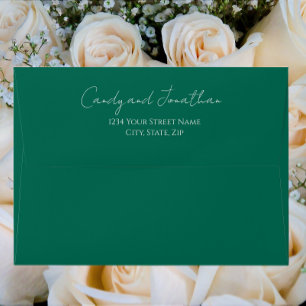 Enveloppe Emerald Green Style simple Mariage de script moder