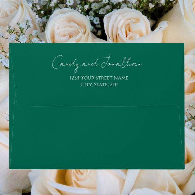 Enveloppe Emerald Green Style simple Mariage de script moder (In Situ Flowers)