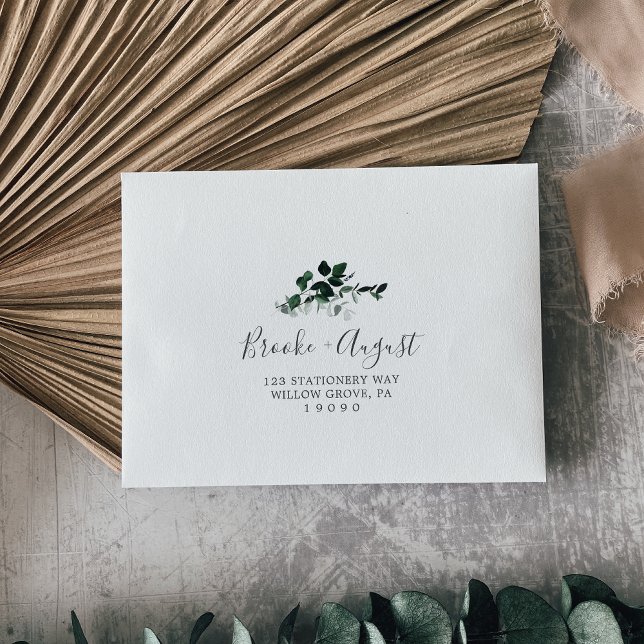 Enveloppe Emerald Greenery Mariage auto-adressé RSVP (Créateur téléchargé)