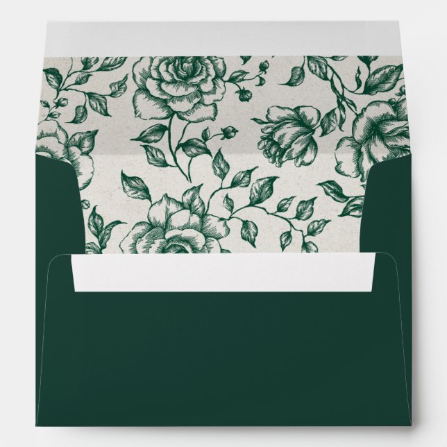 Enveloppe Emerald Greenery Mariage botanique Vintage (Dos (Bas))