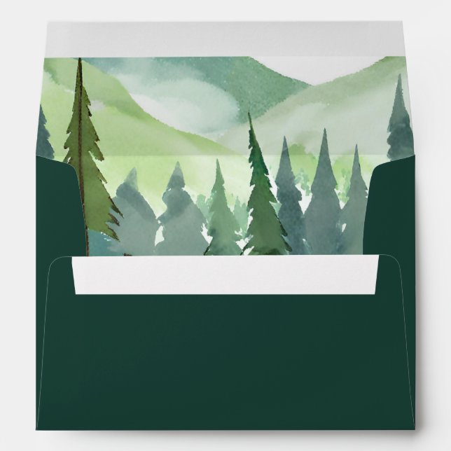 Enveloppe Emerald Greenery Mountain Pine Rustic Mariage (Dos (Bas))