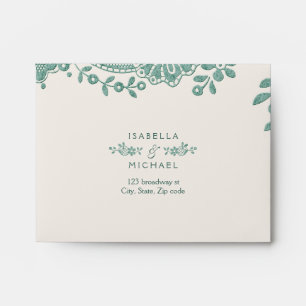 Enveloppe Emerald vintage dentelle rustique mariage RSVP Env