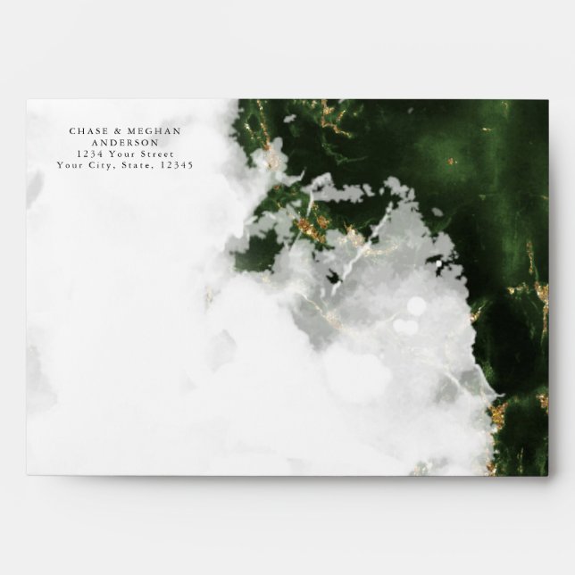 Enveloppe Emerald Watercolor Geode BarefootBride™ (Devant)