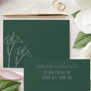 Enveloppe Emerald White Calla Lilies Calligraphie Mariage