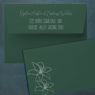 Enveloppe Emerald White Lilies Mariage de calligraphie
