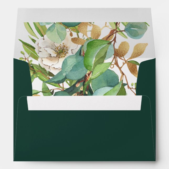 Enveloppe Emeraude et ivoire Roses d'automne (Dos (Bas))