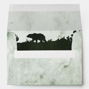 Enveloppe Émeraude Vert Aquarelle Laver l'ours Silhouette