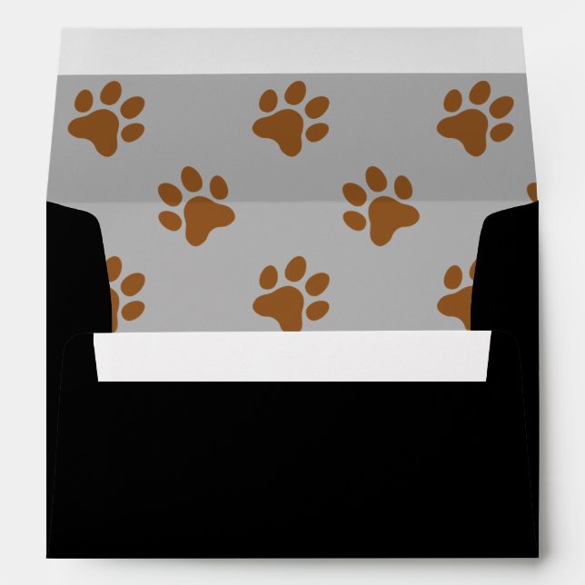 Enveloppe Empreinte de patte chien gris, noir, brun (Dos (Bas))