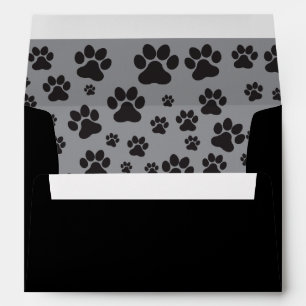 Enveloppe Empreinte de patte chien mignon gris et noir impri