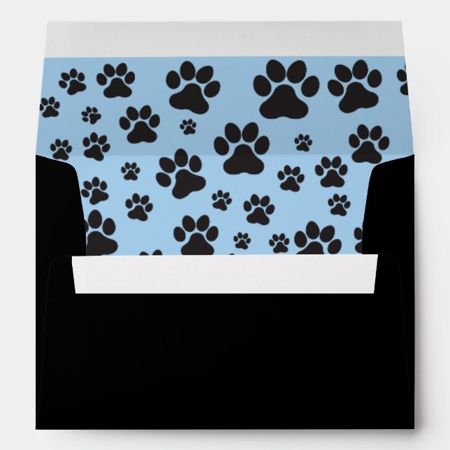 Enveloppe Empreinte de patte chien mignon imprimé bleu et no (Dos (Bas))