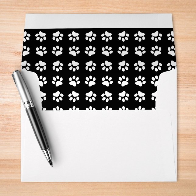 Enveloppe Empreinte de patte de chat Motif noir et blanc Ann (Créateur téléchargé)