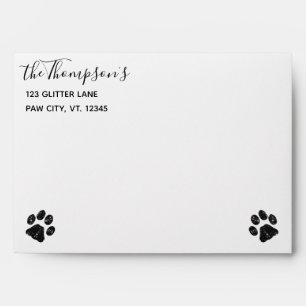 Enveloppe Empreinte de patte Parties scintillant noir blanc