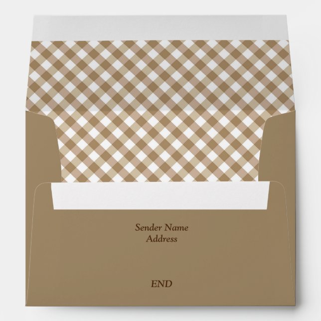 Enveloppe en bois Brown En vichy revêtu (Dos (Bas))