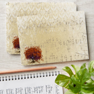 Enveloppe en damassé à motif de feuille en forme d