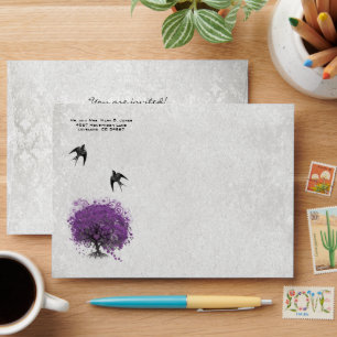 Enveloppe en Damassé de feuille de coeur vieillie