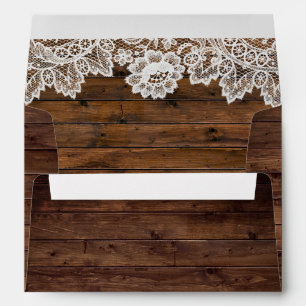 Enveloppe en dentelle Vintage en bois rustique