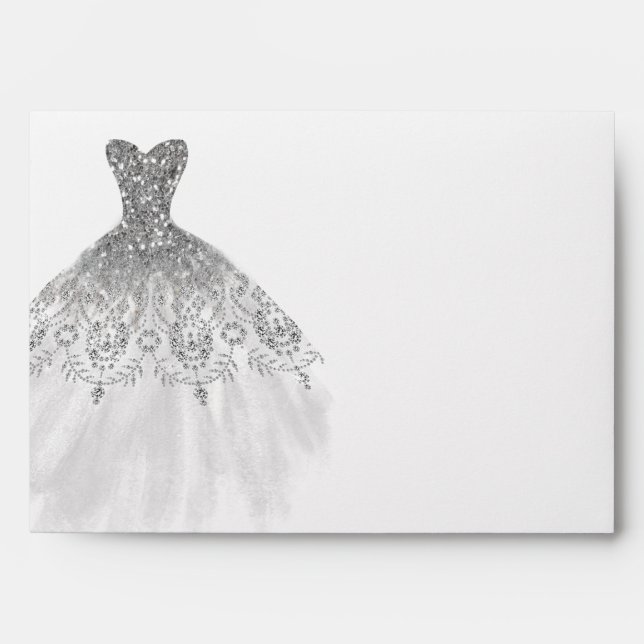 Enveloppe en diamant étincelante en argent (Devant)