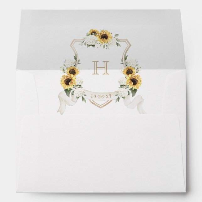 Enveloppe en or Mariage de Crest de Sunflowers Hyd (Dos (Bas))