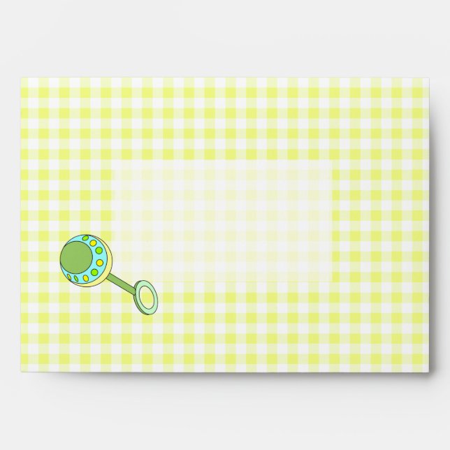 Enveloppe En vichy bébé jaune (Devant)