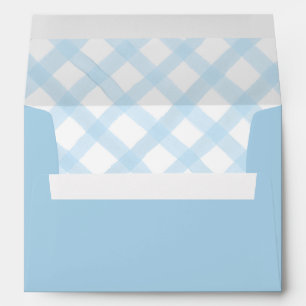 Enveloppe En vichy bleu avec revêtement aquarelle