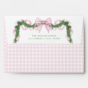 Enveloppe En vichy rose preppy