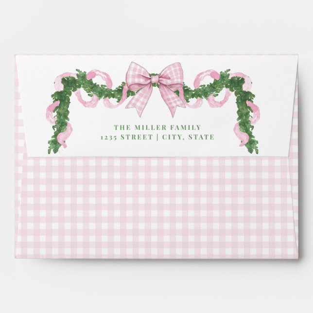 Enveloppe En vichy rose preppy (Dos (Haut rabat))