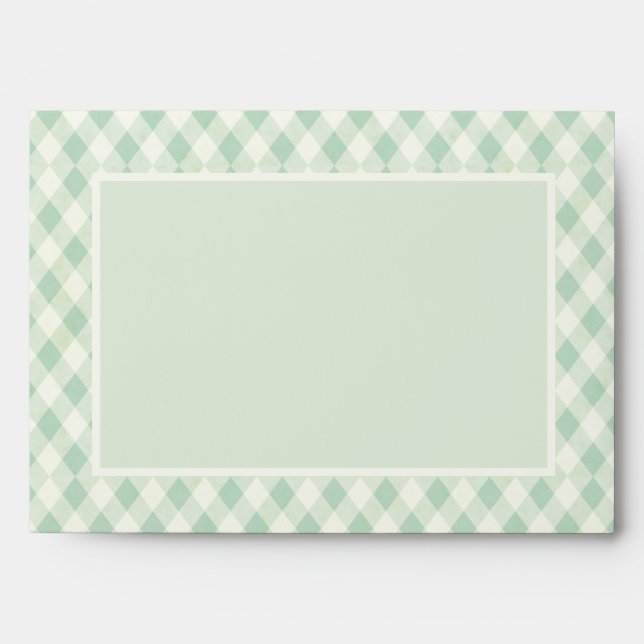 Enveloppe En vichy verte avec zone de texte et intérieur (Devant)