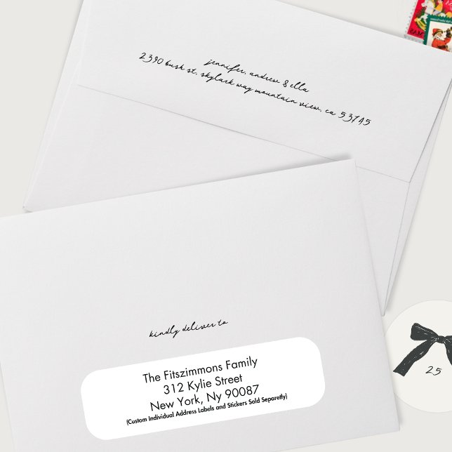 Enveloppe encre manuscrite noire préadressée Noël (Créateur téléchargé)