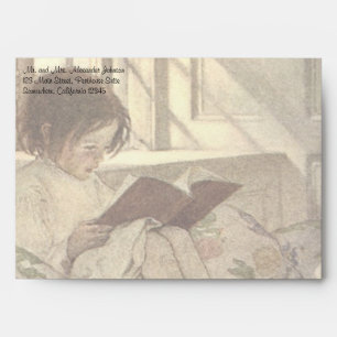Enveloppe Enfant vintage Lire un livre, Jessie Willcox Smith