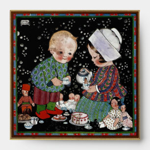 Enveloppe Enfants vintages ayant une tasse de thé