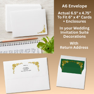 Enveloppe Ensemble de mariage A6 vert émeraude et or
