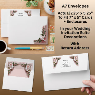 Enveloppe Ensemble de mariage A7 Colombes et Roses Roses