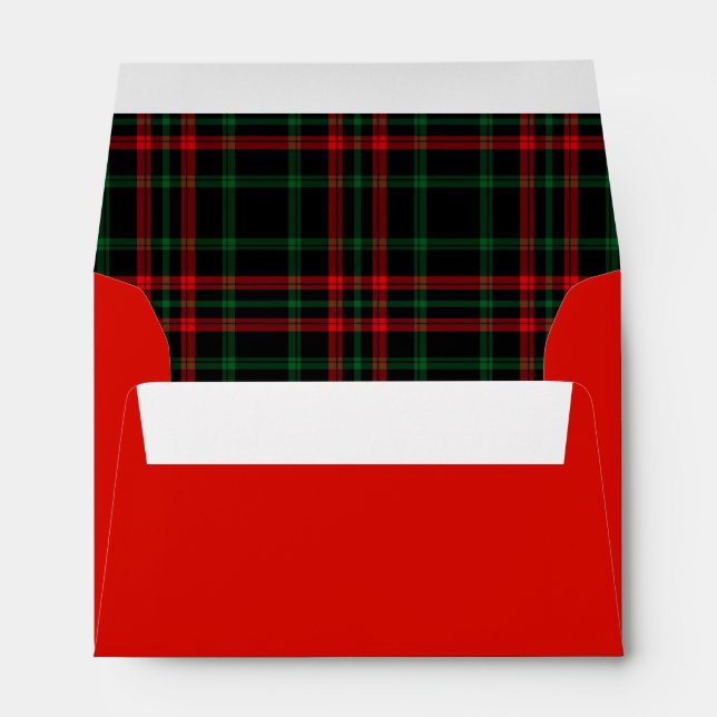 Enveloppe Envelopes à carreaux Tartan Rouge et Vert de Noël (Dos (Bas))