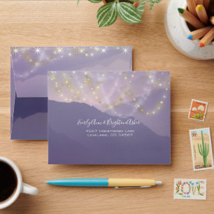 Enveloppe Envelopes à motif aquarelle abstrait violet