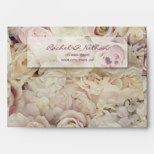 Enveloppe Envelopes à motif de roses anciennes (Dos (Haut rabat))