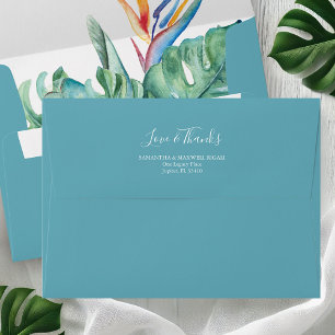 Enveloppe Envelopes Adresse de Retour Tropical Turquoise