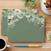 Envelopes de mariage personnalisées vert sauge et 
