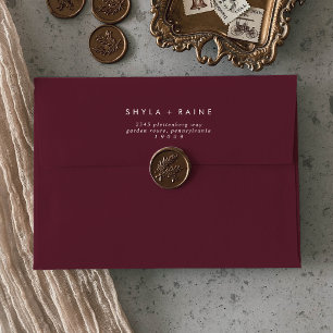 Enveloppe Envelopes de mariage rouge bordeaux Bohème Chic