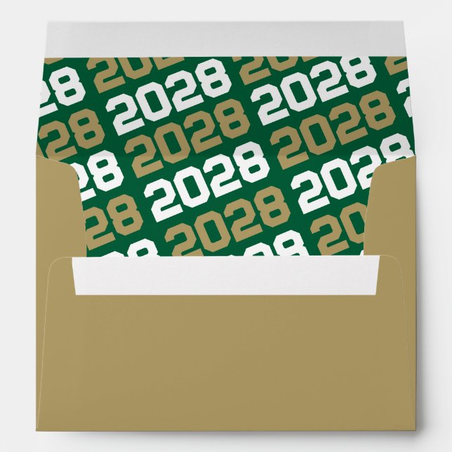 Enveloppe Envelopes de remise des diplômes or et vert (Dos (Bas))