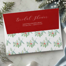Envelopes d'invitation de douche de mariée de Noël