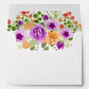 Enveloppe Envelopes doublés de fleurs violettes aquarelles