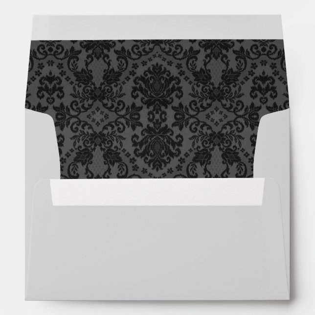 Enveloppe Envelopes élégants en damas noir et gris (Dos (Bas))