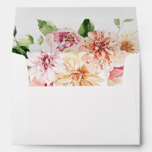 Enveloppe Envelopes Fleurs et Feuillage Rose et Pêche