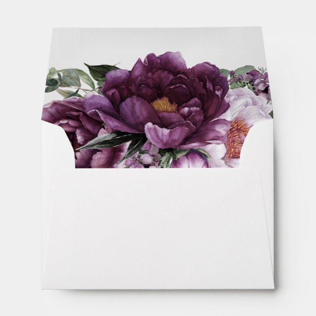Enveloppe Envelopes Florales Romantiques Prunes Pivoines (Dos (Bas))