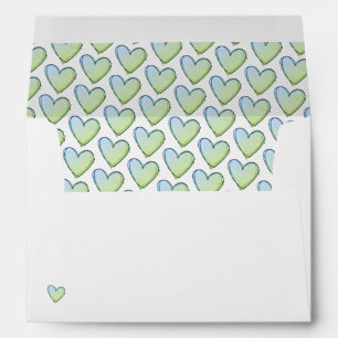 Enveloppe Envelopes Personnalisés - Cœurs Verts/Bleus