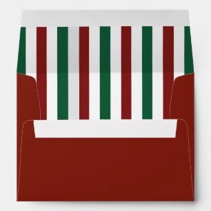 Enveloppe Envelopes rayées de rouge rubis et de vert avec ad