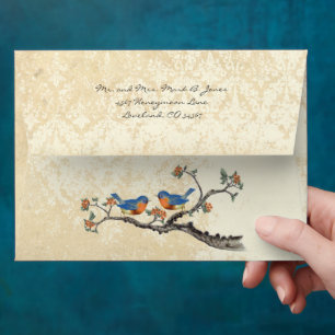 Enveloppe Envelopes vintage bleu corail et bleu pour mariage