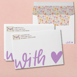 Enveloppe Envoyé avec amour Moderne Casual Violet et Marron