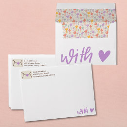 Enveloppe Envoyé avec amour Violet et marron Manuscrit