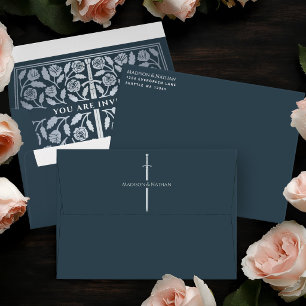 Enveloppe Épée de mariage royale médiévale argent gris